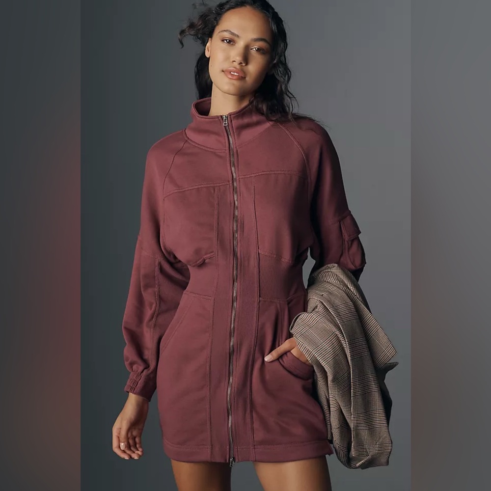 Anthropologie Daily Practice Long-Sleeve Pop Trick Mini Dress Rose Size Small